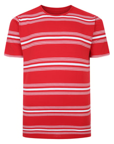 Bigdude Pure Cotton Striped T-Shirt Red Tall